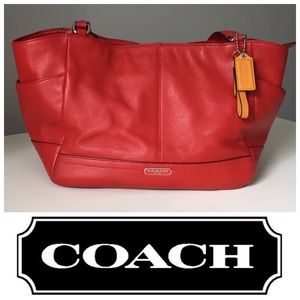 COACH Red Leather Carrie Handbag!